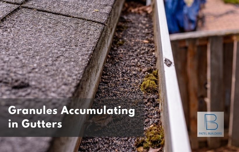 granules accumulating in gutters